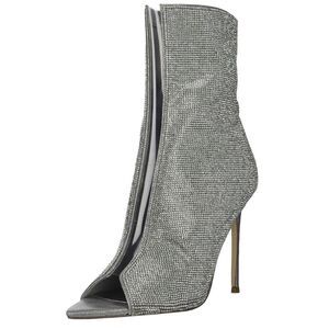🟡 Steve Madden Finley Glass Crystal Peep Toe Bootie Stiletto Heel